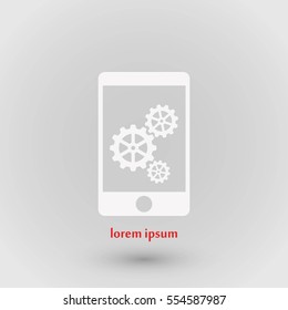 phone icon with settings, flat design best vector icon