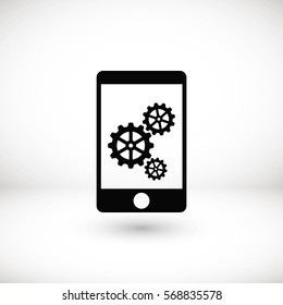 phone icon with settings, flat design best vector icon