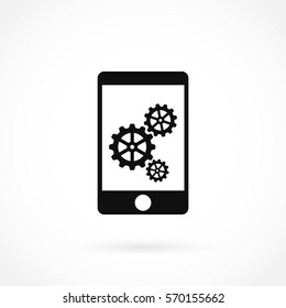 phone icon with settings, flat design best vector icon