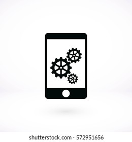 phone icon with settings, flat design best vector icon