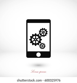phone icon with settings, flat design best vector icon