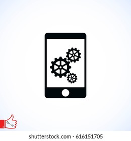 phone icon with settings, flat design best vector icon