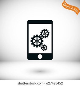 phone icon with settings, flat design best vector icon