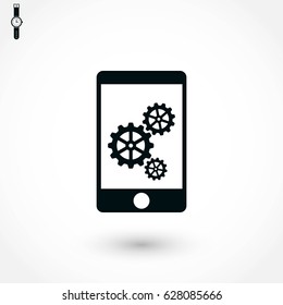 phone icon with settings, flat design best vector icon