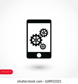 phone icon with settings, flat design best vector icon