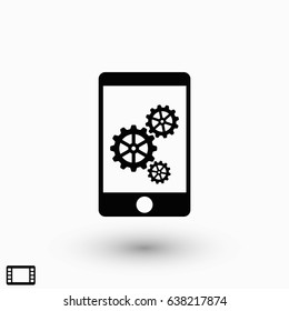 phone icon with settings, flat design best vector icon