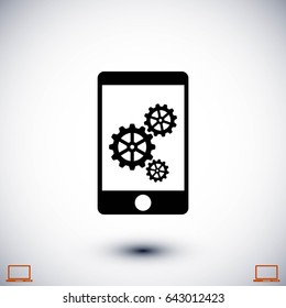 phone icon with settings, flat design best vector icon