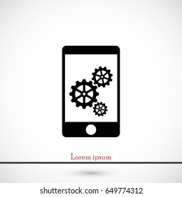 phone icon with settings, flat design best vector icon