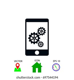 phone icon with settings, flat design best vector icon