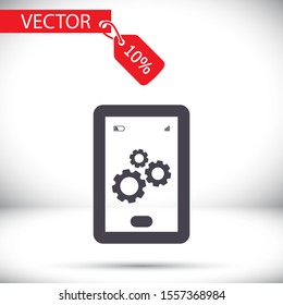 Phone icon with settings . Lorem Ipsum Flat Design
