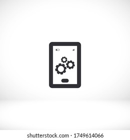 Icono de teléfono con configuración . Diseño plano Lorem Ipsum 