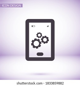 Phone icon with settings . Lorem Ipsum Flat Design 