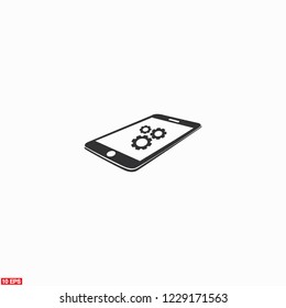 Phone icon with settings menu.