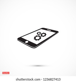 Phone icon with settings menu.