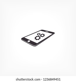 Phone icon with settings menu.