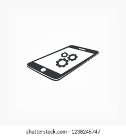 Phone icon with settings menu.