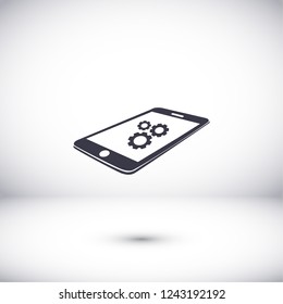 Phone icon with settings menu.