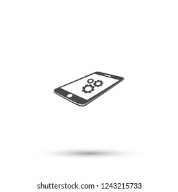 Phone icon with settings menu.