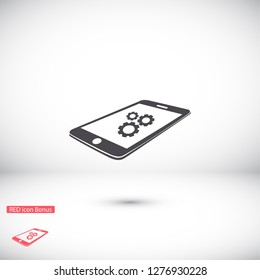 Phone icon with settings menu.
