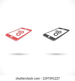 Phone icon with settings menu.