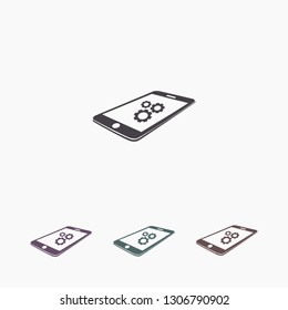 Phone icon with settings menu.