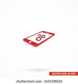 Phone icon with settings menu. web icon Flat Design work workshop
