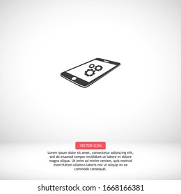 Icono de teléfono con el menú de configuración. icono web Taller de trabajo de diseño plano