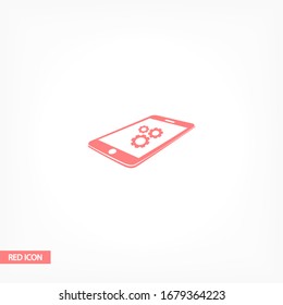 Phone icon with settings menu. web icon Flat Design work workshop