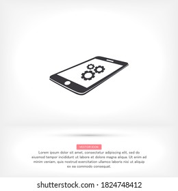 Phone icon with settings menu. web icon Flat Design  work workshop