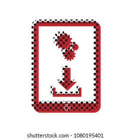 Phone icon with settings symbol. Vector. Brown icon with shifted black circle pattern as duplicate at white background. Isolated.