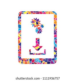 Phone icon with settings symbol. Vector. Stained glass icon on white background. Colorful polygons. Isolated.