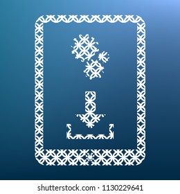 Phone icon with settings symbol. Vector. White textured icon at lapis lazuli gradient background.