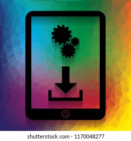 Phone icon with settings symbol. Vector. Flat style black icon on white.