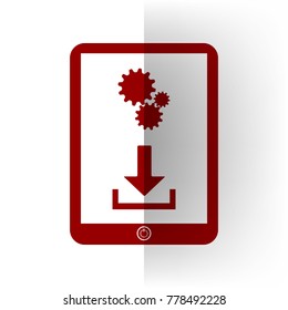 Phone icon with settings symbol. Vector. Bordo icon on white bending paper background.