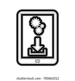 Phone icon with settings symbol. Vector. Flat style black icon on white.