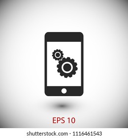 Phone icon with settings, Vector EPS 10 illustration style