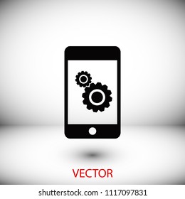 Phone icon with settings, Vector EPS 10 illustration style
