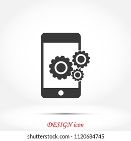 Phone icon with settings, Vector EPS 10 illustration style