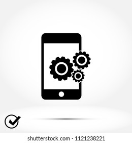 Phone icon with settings, Vector EPS 10 illustration style