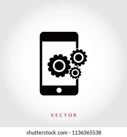 Phone icon with settings, Vector EPS 10 illustration style