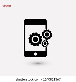 Phone icon with settings, Vector EPS 10 illustration style