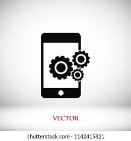 Phone icon with settings, Vector EPS 10 illustration style