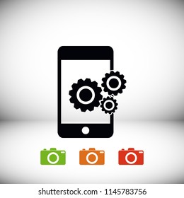 Phone icon with settings, Vector EPS 10 illustration style