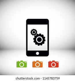 Phone icon with settings, Vector EPS 10 illustration style