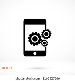 Phone icon with settings, Vector EPS 10 illustration style