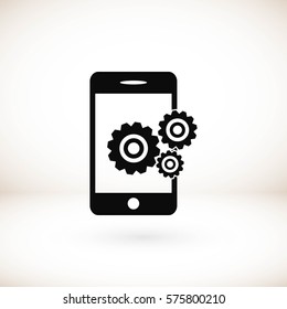 Phone icon with settings, Vector EPS 10 illustration style