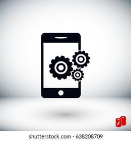 Phone icon with settings, Vector EPS 10 illustration style