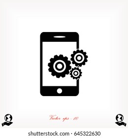 Phone icon with settings, Vector EPS 10 illustration style