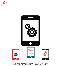 Phone icon with settings, Vector EPS 10 illustration style