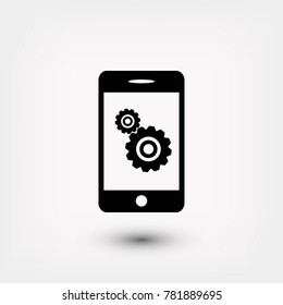 Phone icon with settings, Vector EPS 10 illustration style